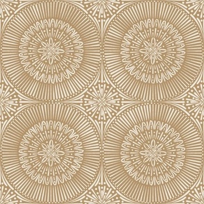 Hand drawn Mandala Tile | Creamy White, Lion Gold | Detailed