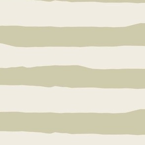 Jagged Horizontal Stripes | Creamy White, Thistle Green | Stripe