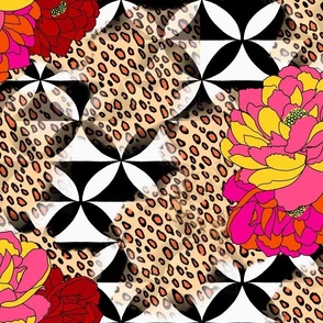 Pattern clash geometric leopard floral