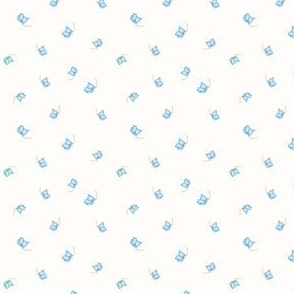 Floating ditsy blue flowers on off-white background