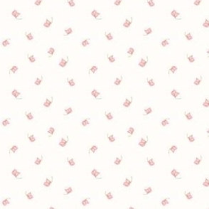 Floating ditsy pink flowers on off-white background