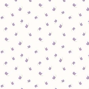 Floating ditsy purple flowers on off-white background