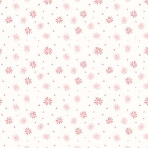 Scattered carnation pink daisy on off-white background