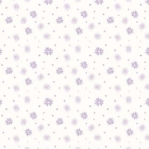 Scattered lavendar purple on off-white background