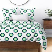 Pattern of circles in cold colors on a white background