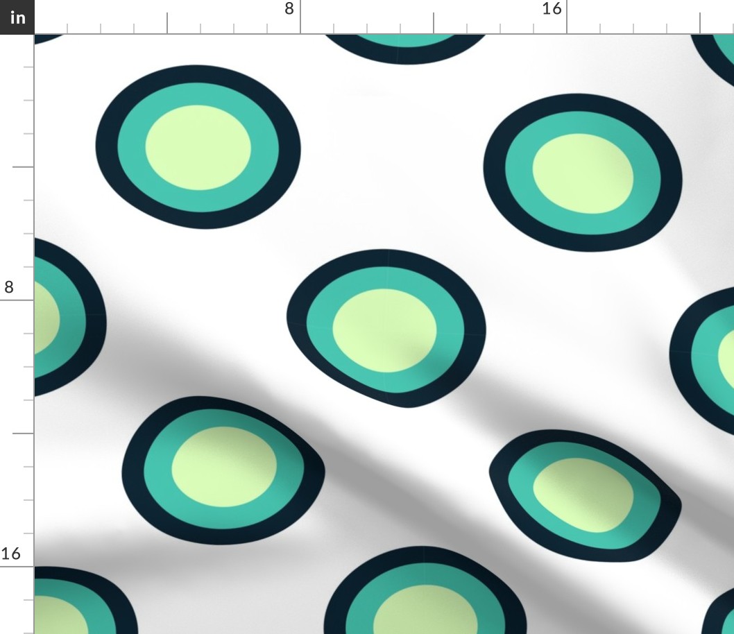 Pattern of circles in cold colors on a white background