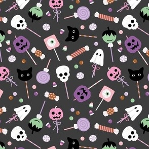 Halloween candy - little zombie lollipop apples ghosts pumpkins and candy corn sweets