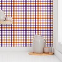 Halloween gingham plaid - little traditional checker texture for fall in purple orange beige on white