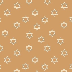Little minimalist star of David - Jewish icon in freehand israel symbol style white on golden ochre yellow