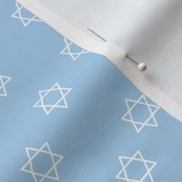 Little minimalist star of David - Jewish icon in freehand israel symbol style white on light blue