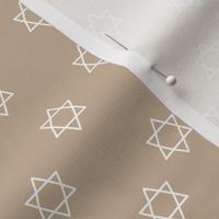 Little minimalist star of David - Jewish icon in freehand israel symbol style white on tan beige