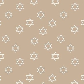 Little minimalist star of David - Jewish icon in freehand israel symbol style white on tan beige