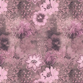 Decorative Floral Vintage Tapestry Design Pastel Pink And Rose Gold Smaller Scale