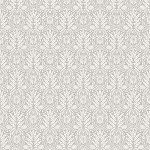 Hawaiian Damask | Small Scale | Neutral Gray Tropical Pineapple