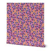 Dancing flowers (pink purple) 12" - Fun colorful flowers in a bold folk style. Also available in my tea towel collection and in other colorways.