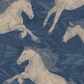 Horses and feathers bage and dark blue extra large