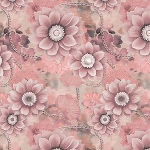Decorative Floral Vintage Tapestry Design Blush Pink Smaller Scale