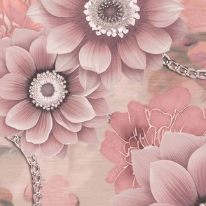 Decorative Floral Vintage Tapestry Design Blush Pink
