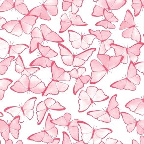 Amazon Morpho Butterflies - Blush Pink - Medium Scale