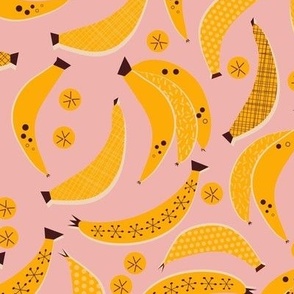 Just bananas - retro cocktails on vintage pink  - med - by Nashifruitdesigns
