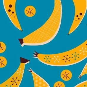 Just bananas - retro cocktails on blue  - large - by Nashifruitdesigns