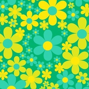 Golly jolly green flower power- 1970s retro style - large - by Nashifruitdesigns