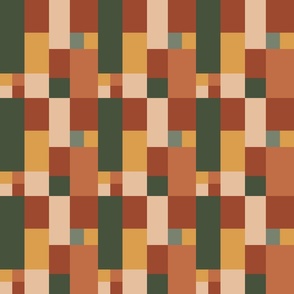 Colorful pieces -  checks - retro vibe, green and brown