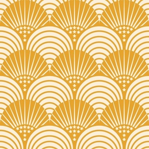 Safe Harbor Seashells / Art Deco / Beach Coastal / Golden Orange / Small