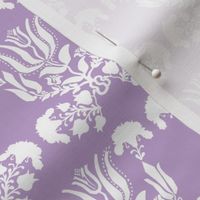 Violet and White Floral Silhouette Print