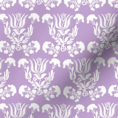 Violet and White Floral Silhouette Print