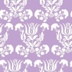 Violet and White Floral Silhouette Print