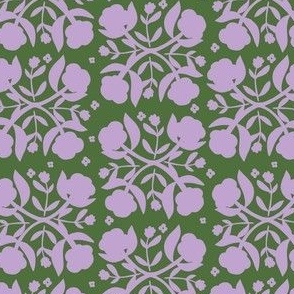 Green and Violet Floral Silhouette