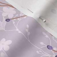 delicate flowers in shades of Amethyst / purple on vibrant lilac - medium scale