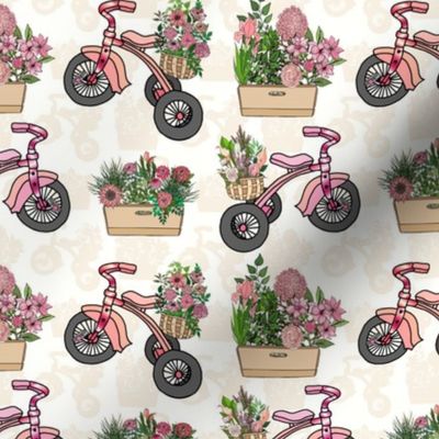 Tricycles With Flower Baskets (small scale) 