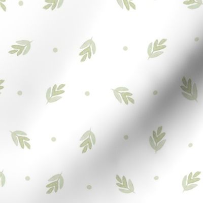 Minimal Sage Green Leaf with Polka Dots