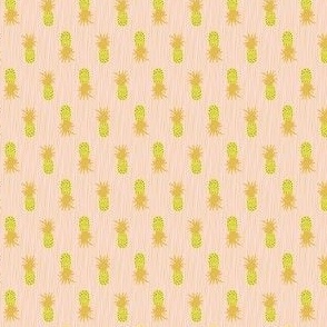 Yellow and Golden Pineapples with Blush Pink Background and Golden Lines