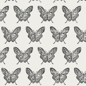 (small scale) Butterflies - Block Print Butterfly - bone - LAD23