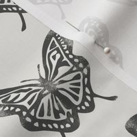 Butterflies - Block Print Butterfly - bone - LAD23