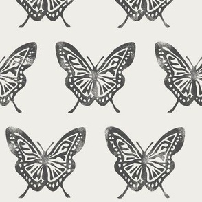 Butterflies - Block Print Butterfly - bone - LAD23