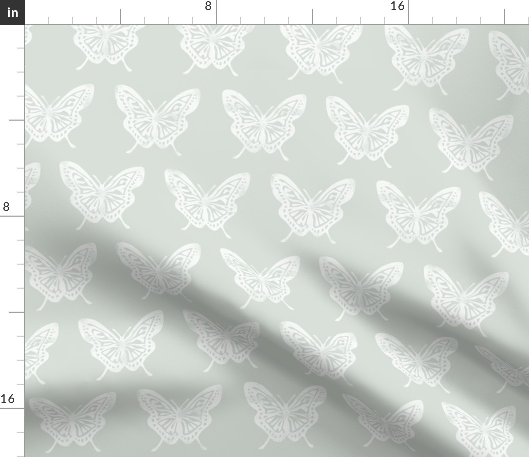 Butterflies - Block Print Butterfly - lightest sage - LAD23