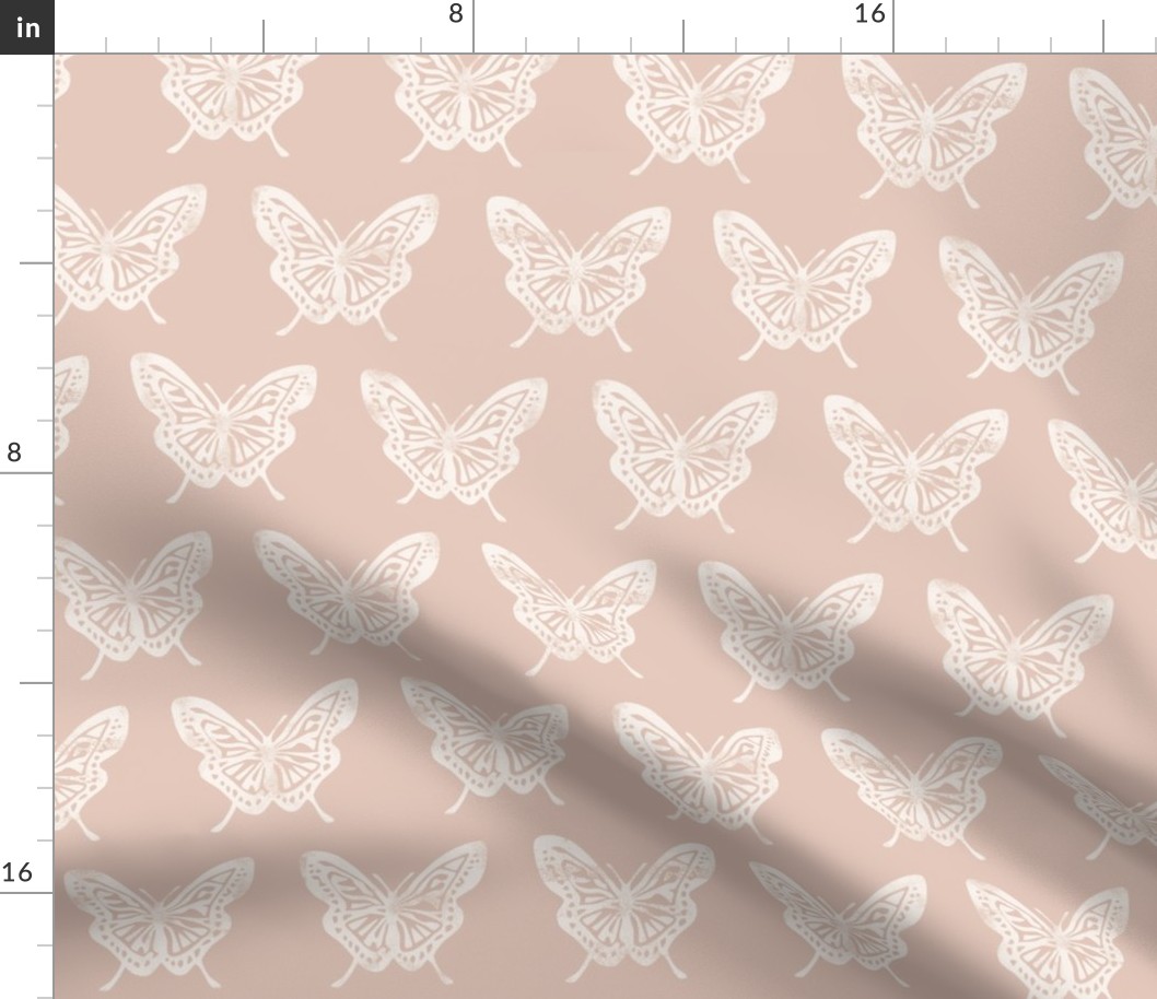 Butterflies - Block Print Butterfly - blush - LAD23
