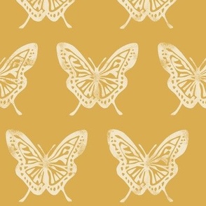 Butterflies - Block Print Butterfly - golden - LAD23