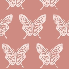 Butterflies - Block Print Butterfly - rose  - LAD23