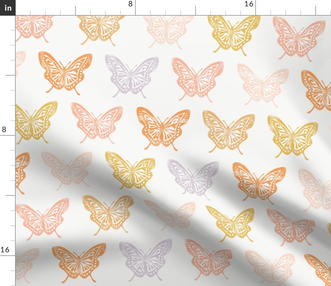 Butterflies - Block Print Butterfly - multi warm - LAD23