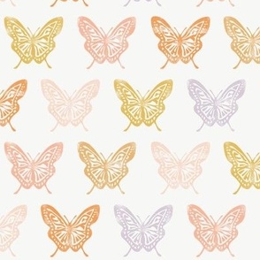 (small scale) Butterflies - Block Print Butterfly - multi warm - LAD23