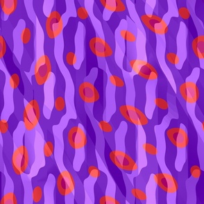 Purple and Bright Coral Spotted Funky Animal Skin - Maximalist Pattern Clash