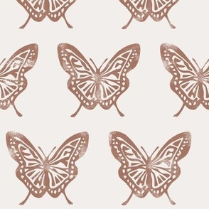 Butterflies - Block Print Butterfly - brown/cream - LAD23