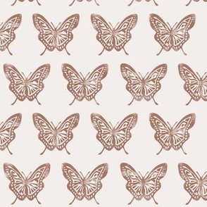 (small scale) Butterflies - Block Print Butterfly - brown/cream - LAD23
