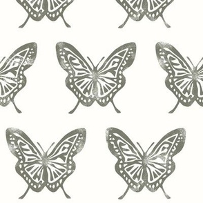 Butterflies - Block Print Butterfly - olive - LAD23