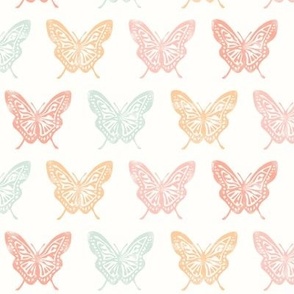 (small scale) Butterflies - Block Print Butterfly - multi spring - LAD23